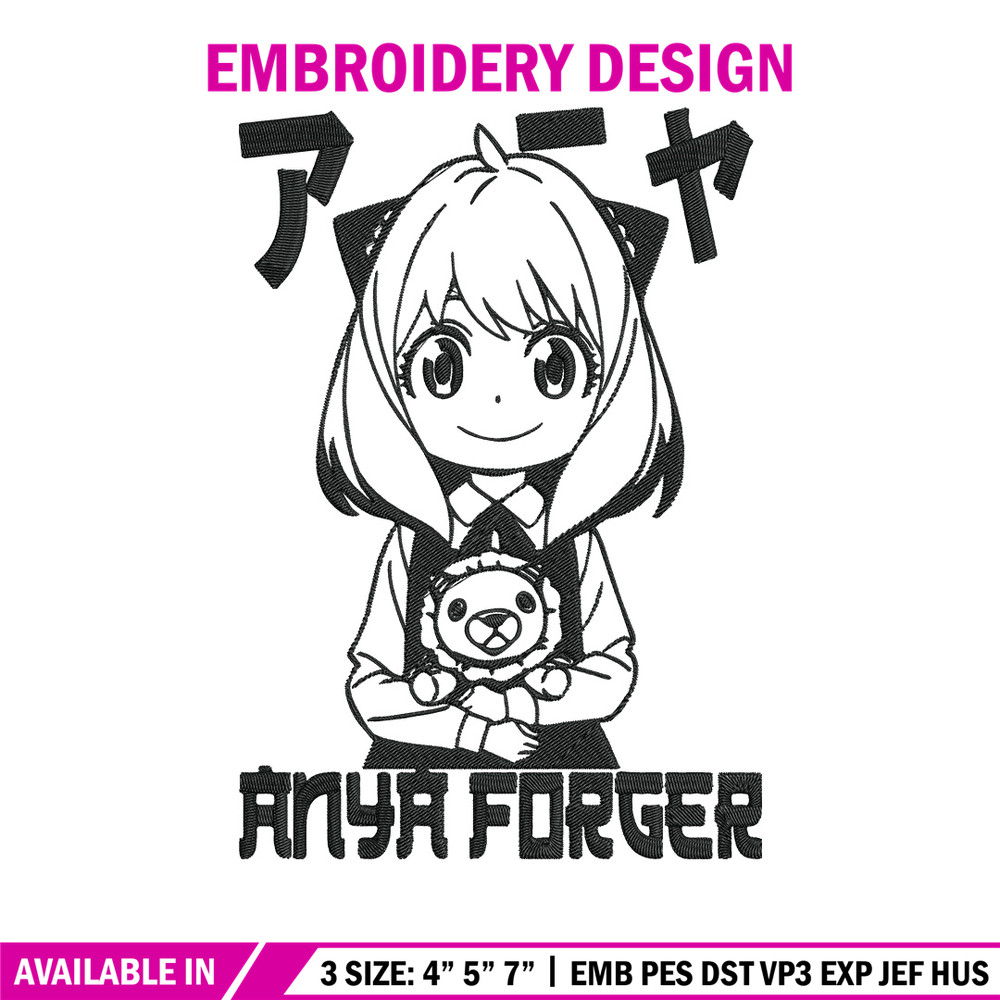Anya forger Embroidery Design, Spy x family Embroidery, Embroidery File, Anime Embroidery, Digital download.jpg