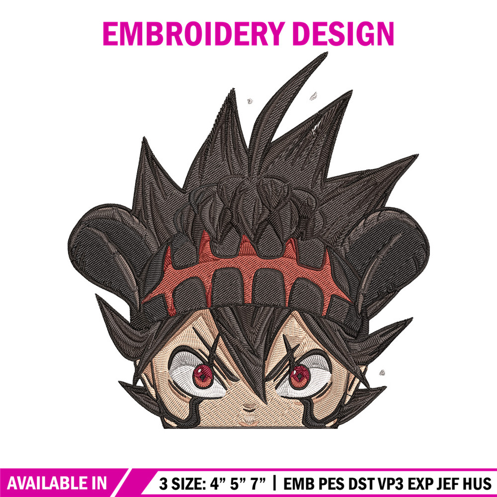 Asta Peeker Embroidery Design, Black clover Embroidery, Embroidery File, Anime Embroidery, Anime shirt, Digital download.jpg