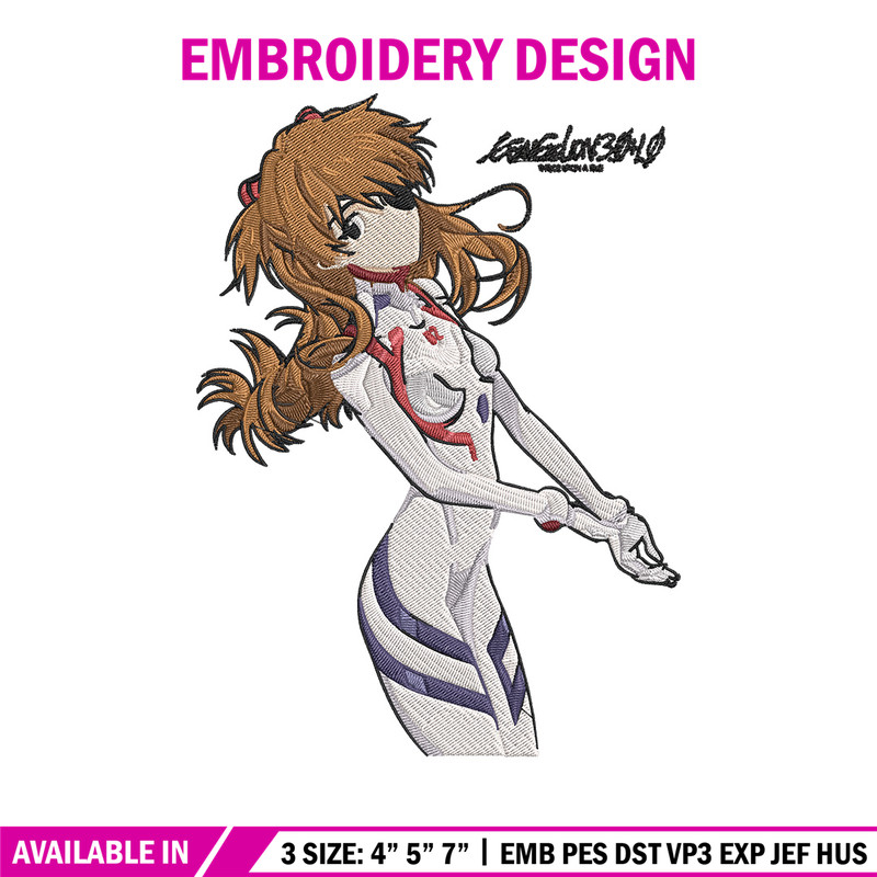 Asuka poster Embroidery Design, Evangelion Embroidery, Embroidery File, Anime Embroidery, Anime shirt, Digital download..jpg