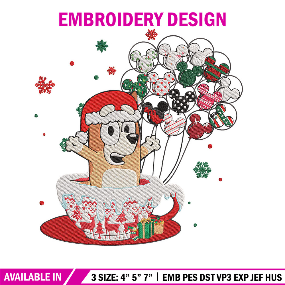 Bingo chrismas Embroidery Design, Bluey Embroidery, Embroidery File, Chrismas Embroidery, Anime shirt, Digital download.jpg