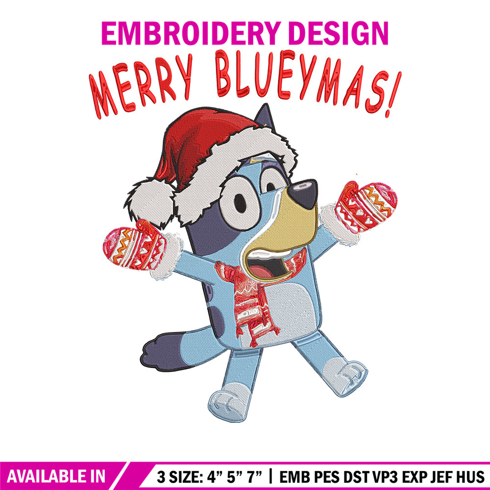 Bluey chrismas Embroidery Design, Bluey Embroidery, Embroidery File,Chrismas Embroidery, Anime shirt, Digital download.jpg