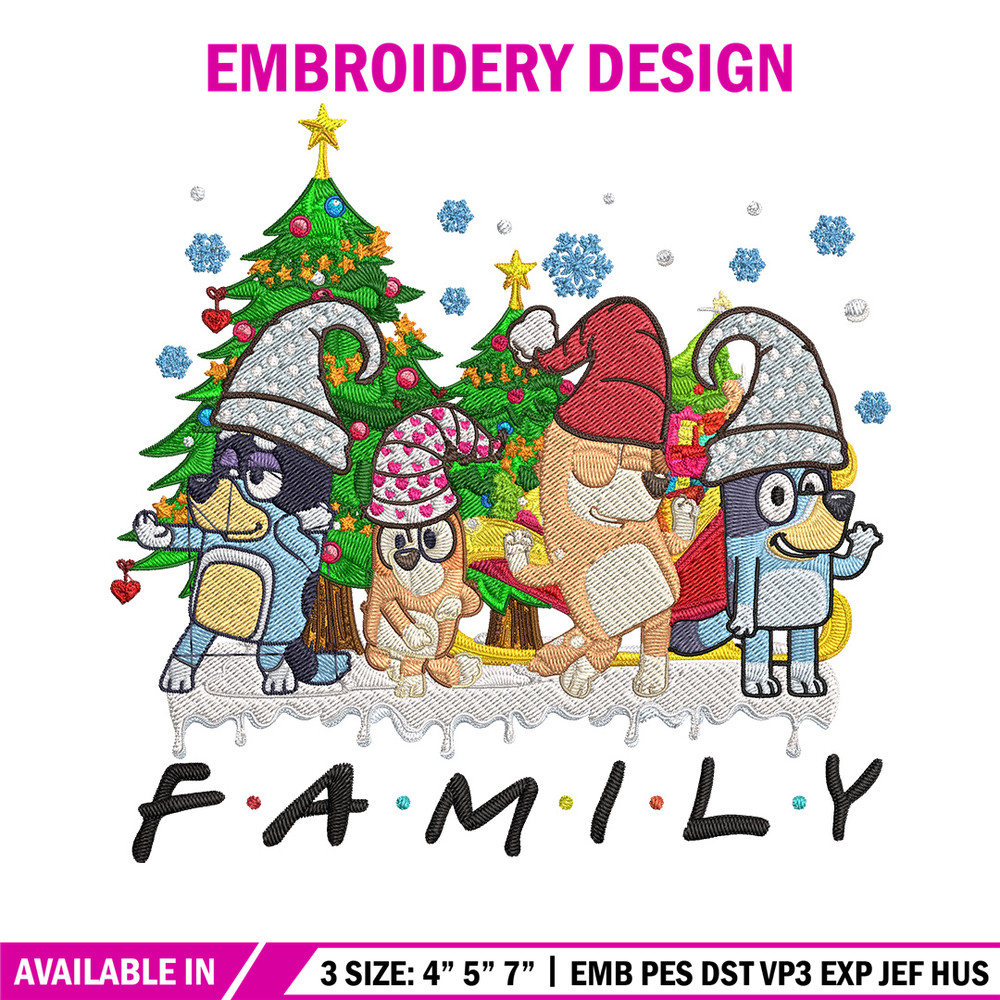 Bluey family Embroidery Design, Bluey Embroidery, Embroidery File, Chrismas Embroidery, Anime shirt, Digital download.jpg