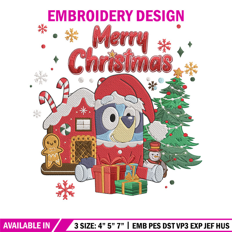 Bluey merry chrismas Embroidery Design,Bluey Embroidery, Embroidery File, Chrismas Embroidery, Digital download.jpg