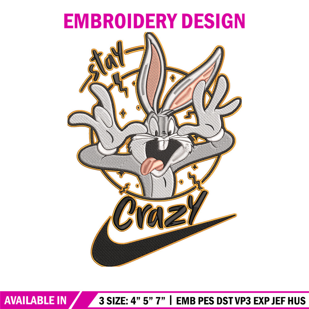 Bugs Bunny Embroidery Design, Looney Tunes Embroidery, Embroidery File, Nike Embroidery, Anime shirt, Digital download.jpg