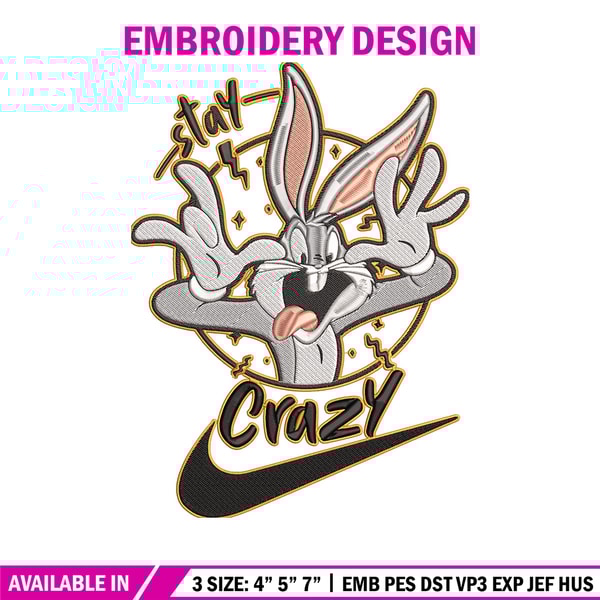 Bugs Bunny Embroidery Design, Looney Tunes Embroidery, Embroidery File, Nike Embroidery, Anime shirt, Digital download.jpg
