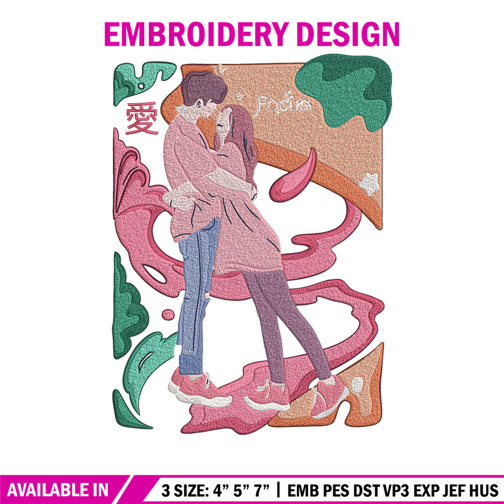 Couple poster Embroidery Design, Couple Embroidery, Embroidery File, Anime Embroidery, Anime shirt, Digital download.jpg
