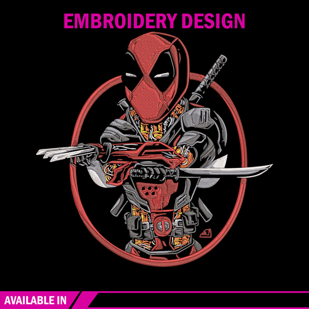 Deadpool circle Embroidery Design, Deadpool Embroidery, Embroidery File, Anime Embroidery, Anime shirt, Digital download.jpg