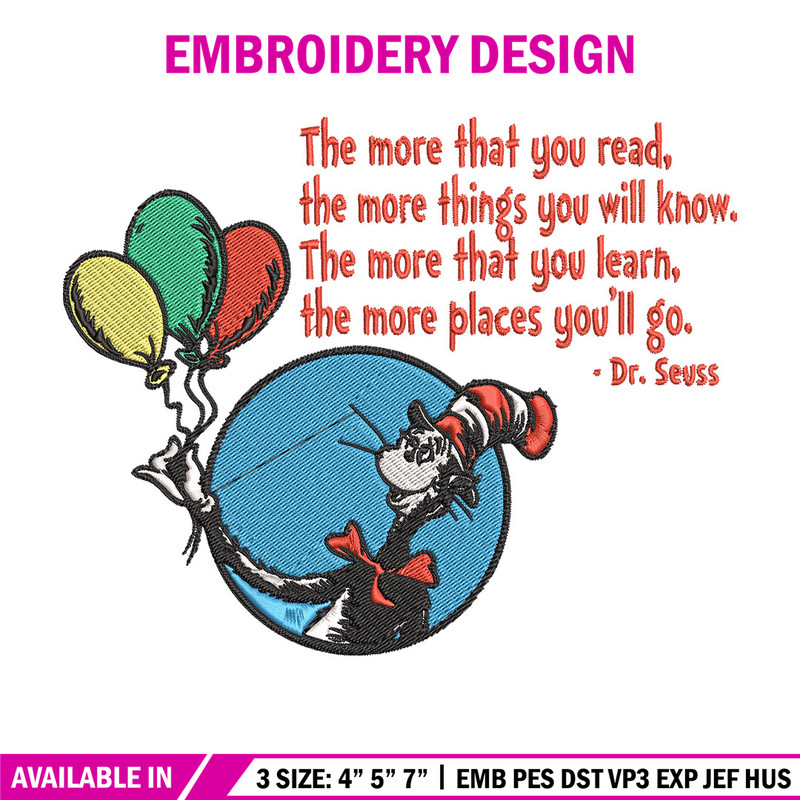 Dr Seuss with Balloon Embroidery Design, Dr Seuss Embroidery, Embroidery File, Embroidery design, Digital download..jpg