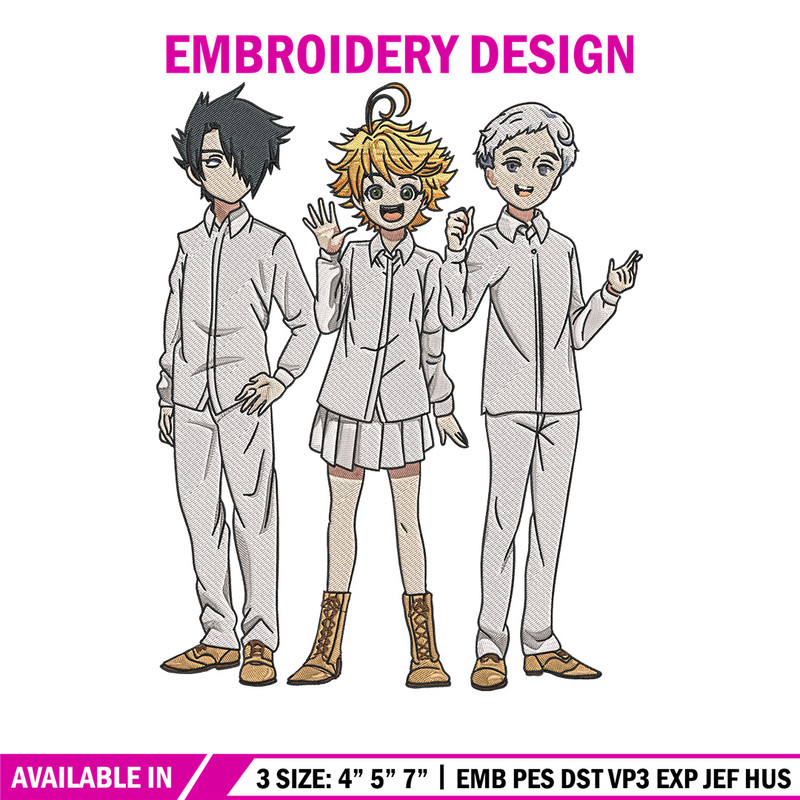 Emma friends Embroidery Design, Oyakusoku Embroidery, Embroidery File, Anime Embroidery, Anime shirt, Digital download.jpg