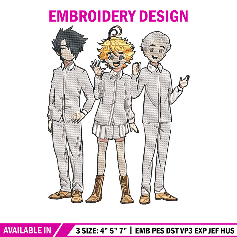 Emma friends Embroidery Design, Promised Neverland Embroidery, Embroidery File, Anime Embroidery, Digital download.jpg