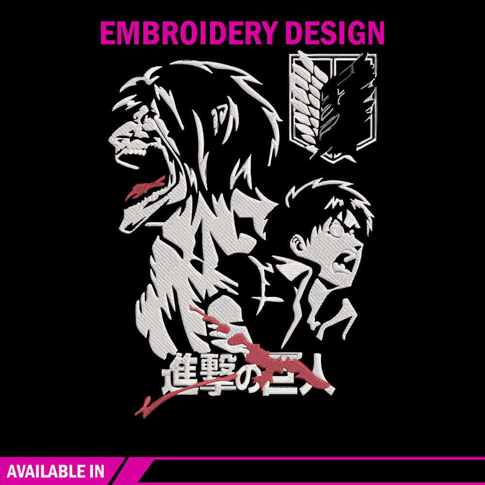 Eren poster Embroidery Design, Aot Embroidery, Embroidery File, Anime Embroidery, Anime shirt,Digital download..jpg