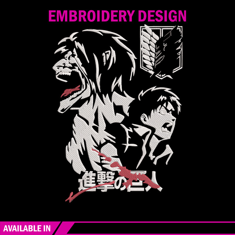 Eren poster Embroidery Design, Aot Embroidery, Embroidery File, Anime Embroidery, Anime shirt,Digital download..jpg