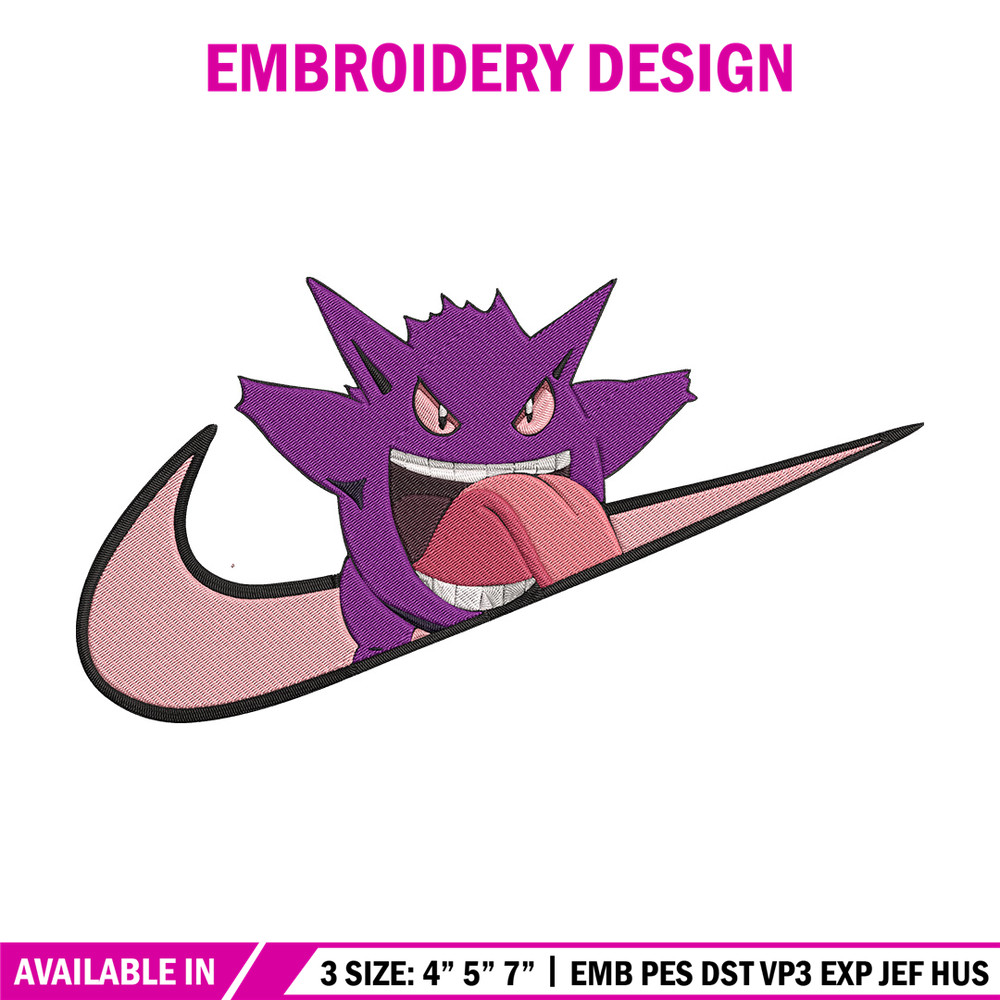 Gengar x nike Embroidery Design, Pokemon Embroidery, Embroidery File, Nike Embroidery, Anime shirt, Digital download.jpg