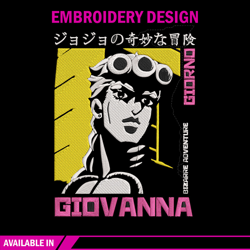 Giovanna poster Embroidery Design, Jojo Embroidery, Embroidery File, Anime Embroidery, Anime shirt, Digital download.jpg