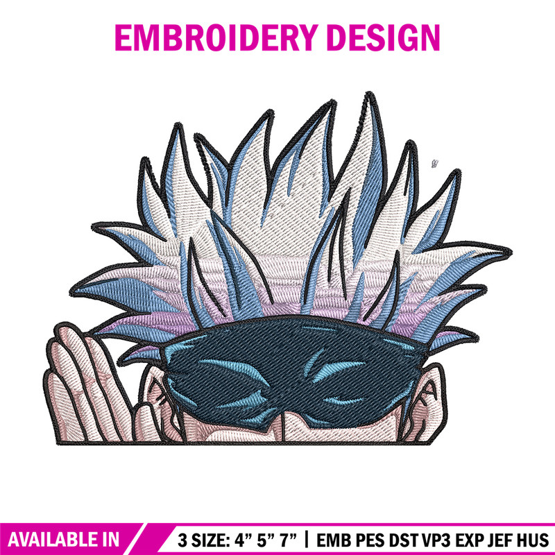 Gojo Peeker Embroidery Design, Jujutsu Embroidery, Embroidery File, Anime Embroidery, Anime shirt, Digital download.jpg