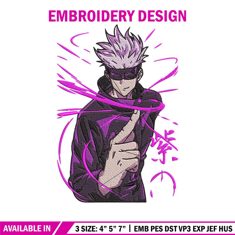 Gojo poster Embroidery Design, Jujutsu Embroidery, Embroidery File, Anime Embroidery, Anime shirt, Digital download..jpg