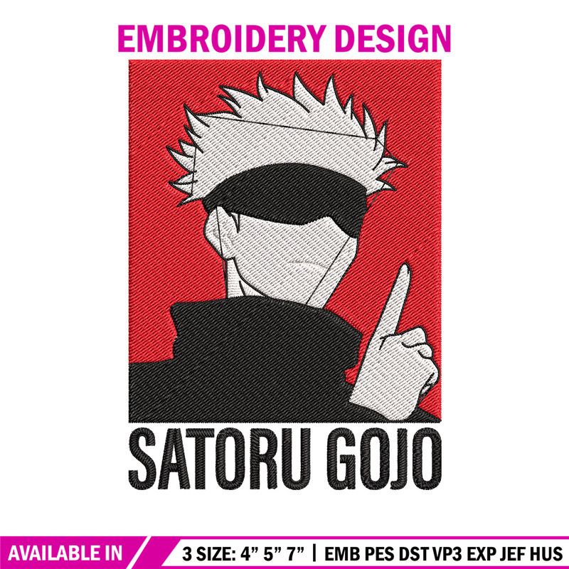Gojo poster Embroidery Design, Jujutsu Embroidery, Embroidery File, Anime Embroidery,Anime shirt, Digital download.jpg