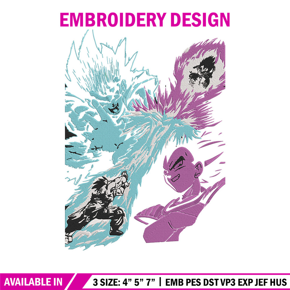 Goku vs Vegeta Embroidery Design, Dragonball Embroidery, Embroidery File, Anime Embroidery, Anime shirt,Digital download.jpg