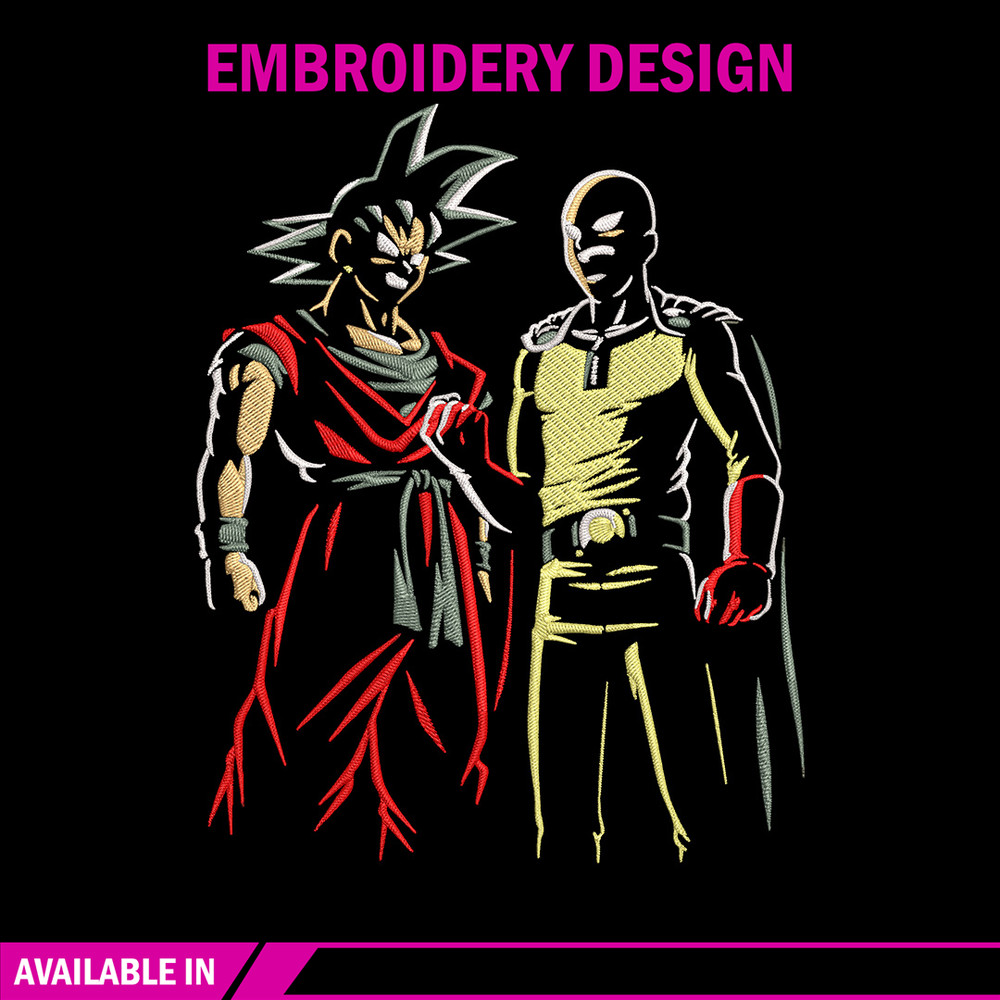Goku x Saitama Embroidery Design, Dragonball Embroidery,Embroidery File, Anime Embroidery, Anime shirt, Digital download.jpg