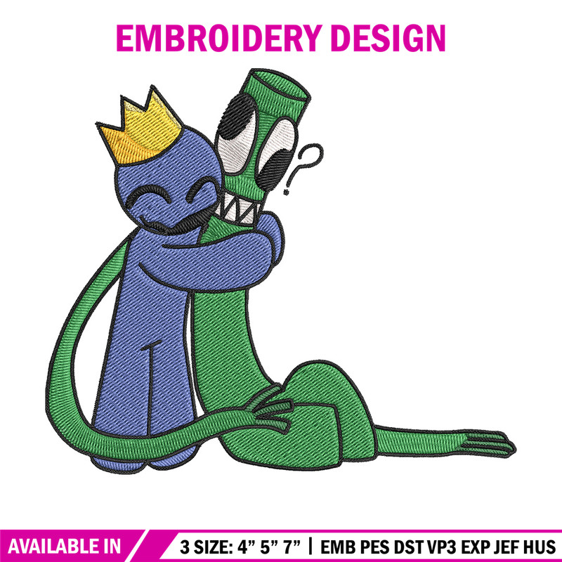 Green x blue Rainbow Embroidery Design, Rainbow Friends Embroidery, Embroidery File, Anime Embroidery, Digital download.jpg