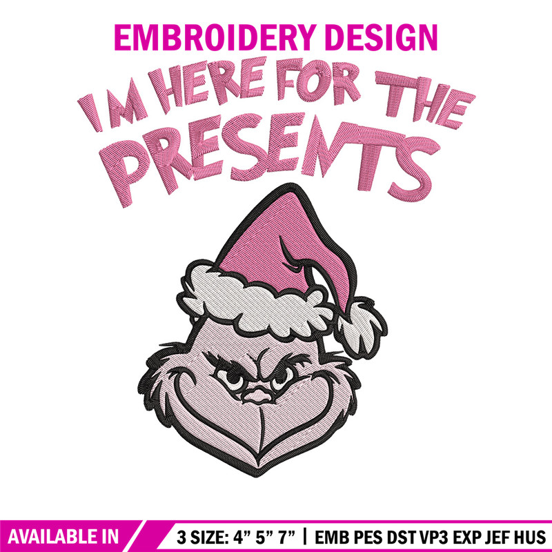 Grinch Im here Embroidery Design, Grinch Embroidery, Embroidery File, Chrismas Embroidery, Anime shirt, Digital download.jpg