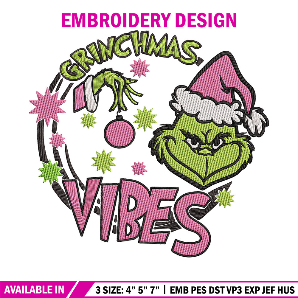 Grinchmas vibes Embroidery Design, Grinch Embroidery, Embroidery File,Chrismas Embroidery, Anime shirt, Digital download.jpg