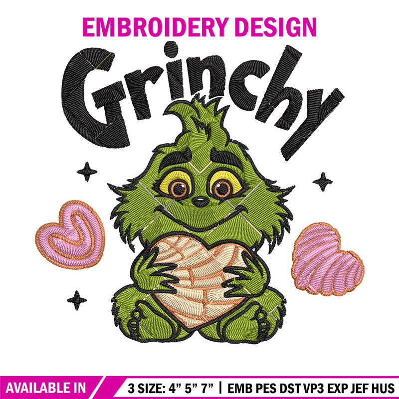 Grinchy cute Embroidery Design, Grinch Embroidery, Embroidery File, Chrismas Embroidery, Anime shirt,Digital download.jpg