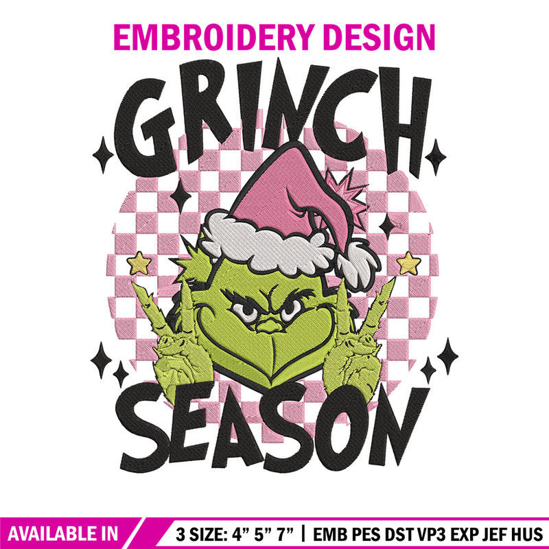 Grinchy season Embroidery Design, Grinch Embroidery, Embroidery File,Chrismas Embroidery, Anime shirt, Digital download.jpg