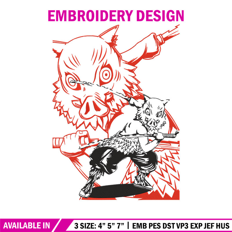 Hashibira Inosuke Embroidery Design, Demon slayer Embroidery, Embroidery File, Anime Embroidery, Digital download.jpg