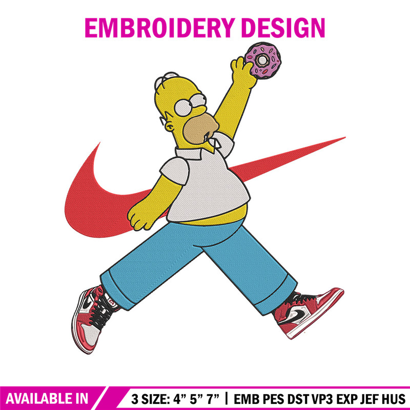 Homer Simpson Embroidery Design, Simpson Embroidery, Embroidery File, Anime Embroidery, Nike shirt, Digital download.jpg