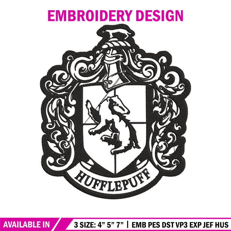 Hufflepuff Crest Embroidery Design, logo Embroidery, Embroidery File, logo shirt, Embroidery design, Digital download..jpg