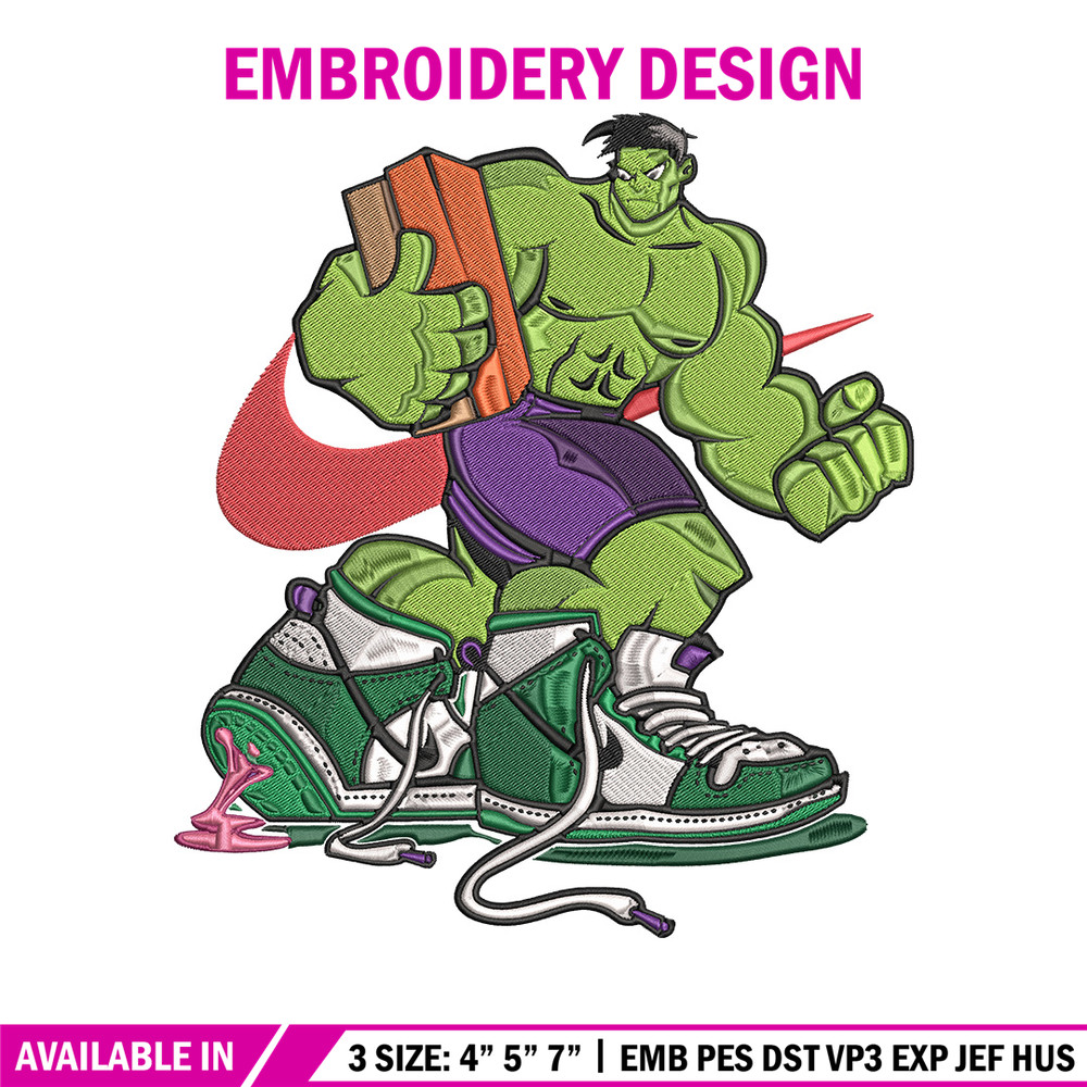 Hulk x nike Embroidery Design, Marvel Embroidery, Embroidery File, Nike Embroidery, Anime shirt, Digital download.jpg