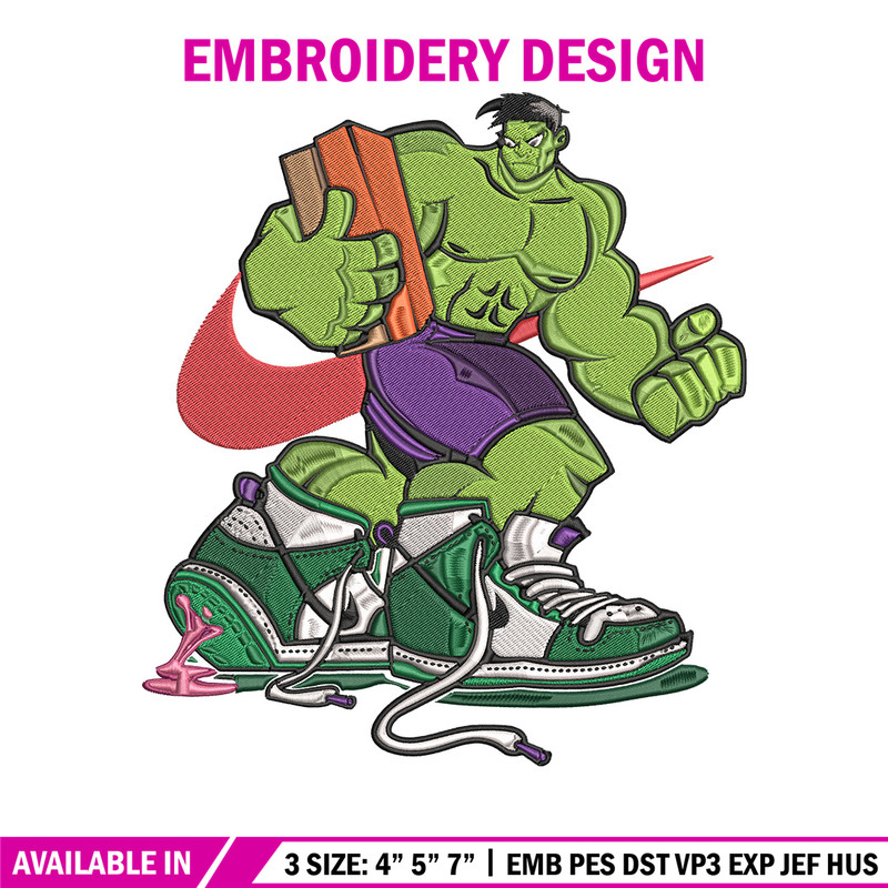 Hulk x nike Embroidery Design, Marvel Embroidery, Embroidery File, Nike Embroidery, Anime shirt, Digital download.jpg