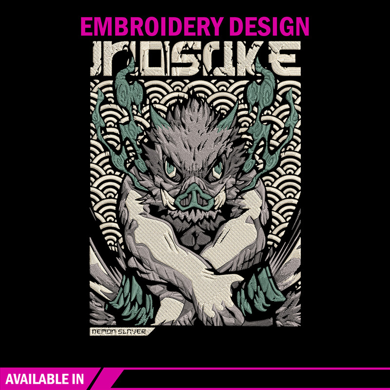 Inosuka poster Embroidery Design, Demon slayer Embroidery, Embroidery File,Anime Embroidery,Anime shirt,Digital download.jpg
