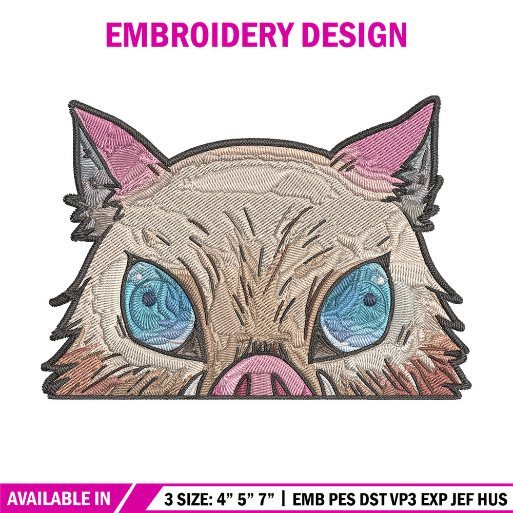 Inosuke Peeker Embroidery Design, Demon slayer Embroidery, Embroidery File, Anime Embroidery, Digital download..jpg