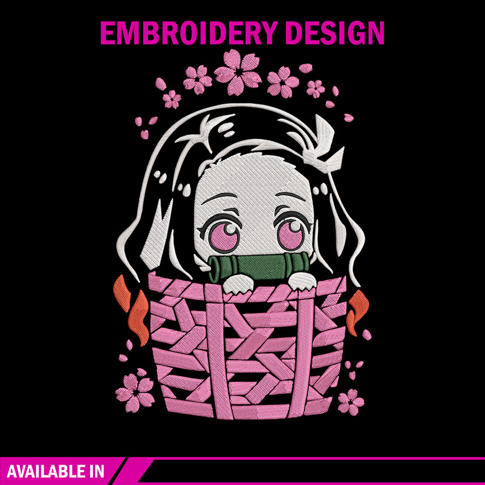 Nezuko chibi Embroidery Design, Demon slayer Embroidery, Embroidery File, Anime Embroidery,Digital download..jpg