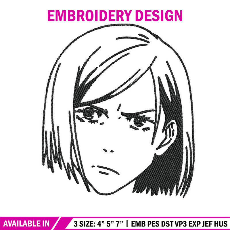 Nobara face Embroidery Design, Jujutsu Embroidery, Embroidery File, Anime Embroidery, Anime shirt, Digital download.jpg