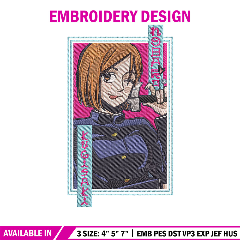 Nobara poster Embroidery Design, Jujutsu Embroidery, Embroidery File, Anime Embroidery, Anime shirt,Digital download.jpg