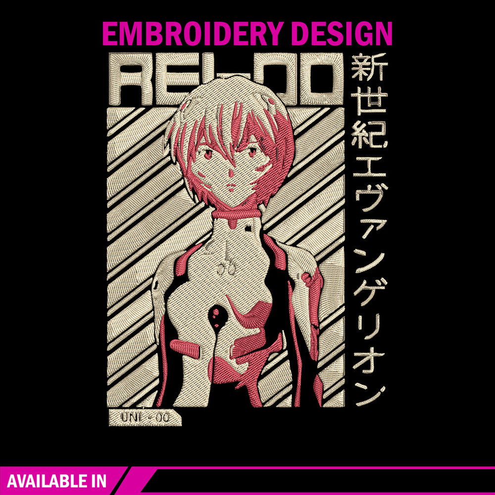 Rei Ayanami Embroidery Design, Evangelion Embroidery, Embroidery File, Anime Embroidery, Anime shirt, Digital download.jpg
