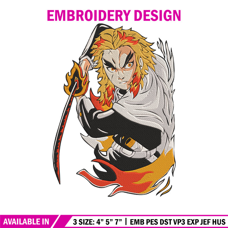 Rengoku Embroidery Design, Demon slayer Embroidery, Embroidery File, Nike Embroidery, Anime shirt, Digital download.jpg