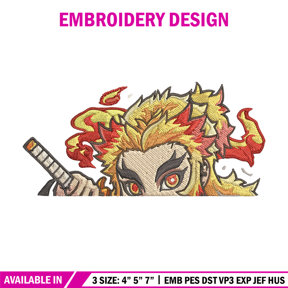 Rengoku Peeker Embroidery Design, Demon slayer Embroidery, Embroidery File, Anime Embroidery, Digital download..jpg