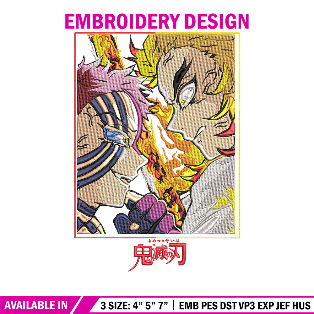 Rengoku vs akaza Embroidery Design,Demon slayer Embroidery,Embroidery File,Anime Embroidery,Anime shirt,Digital download.jpg