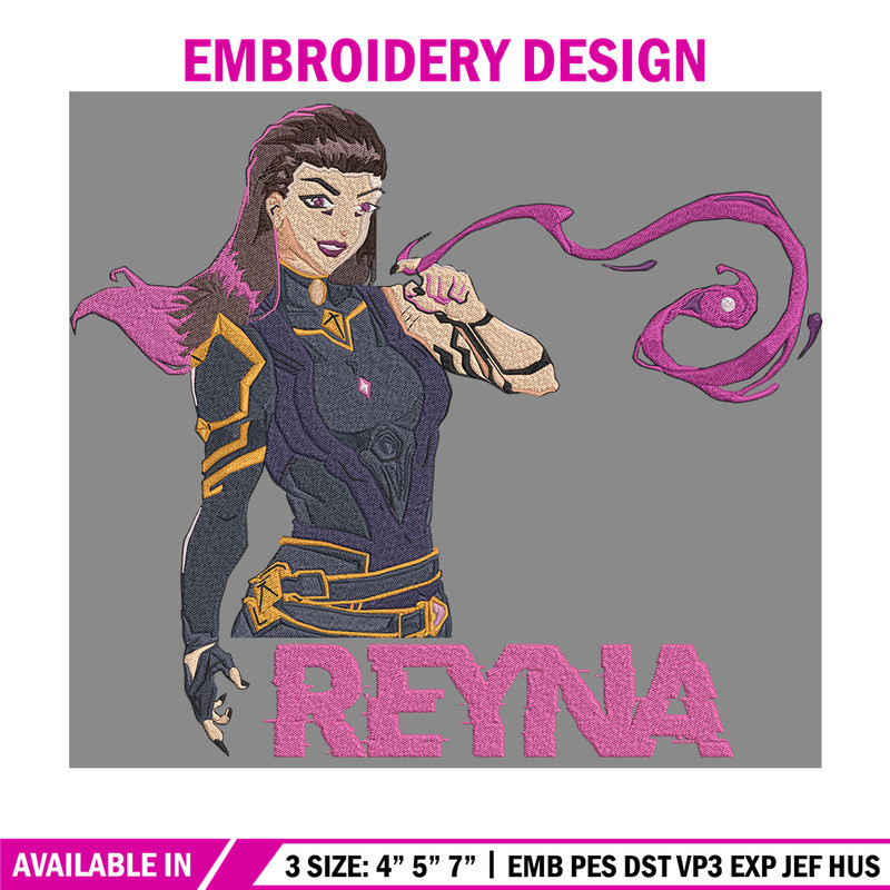 Reyna poster Embroidery Design, Valorant Embroidery, Embroidery File, Anime Embroidery, Anime shirt, Digital download.jpg