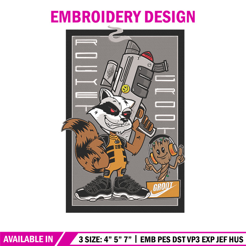 Rocket x groot Embroidery Design, Marvel Embroidery, Embroidery File, Anime Embroidery, Anime shirt, Digital download.jpg