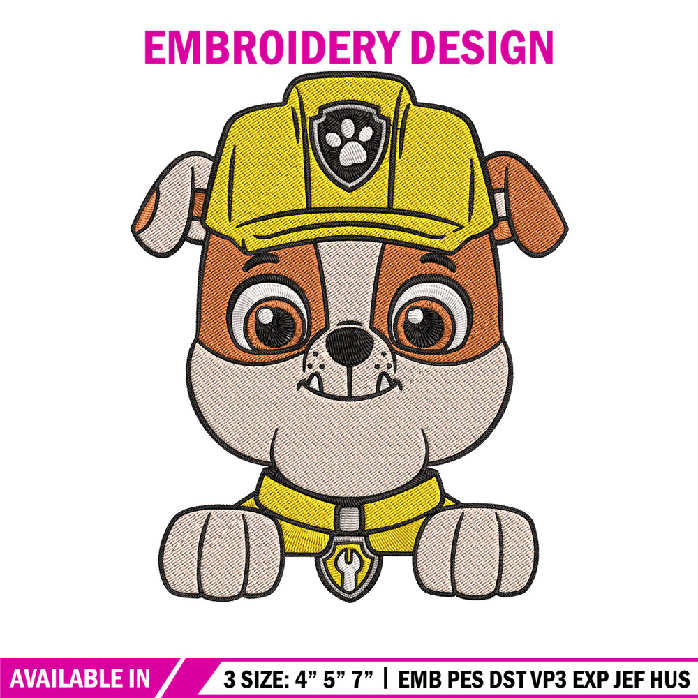 Rubble dog Embroidery Design, Paw patrol Embroidery, Embroidery File, Anime Embroidery, Anime shirt, Digital download..jpg