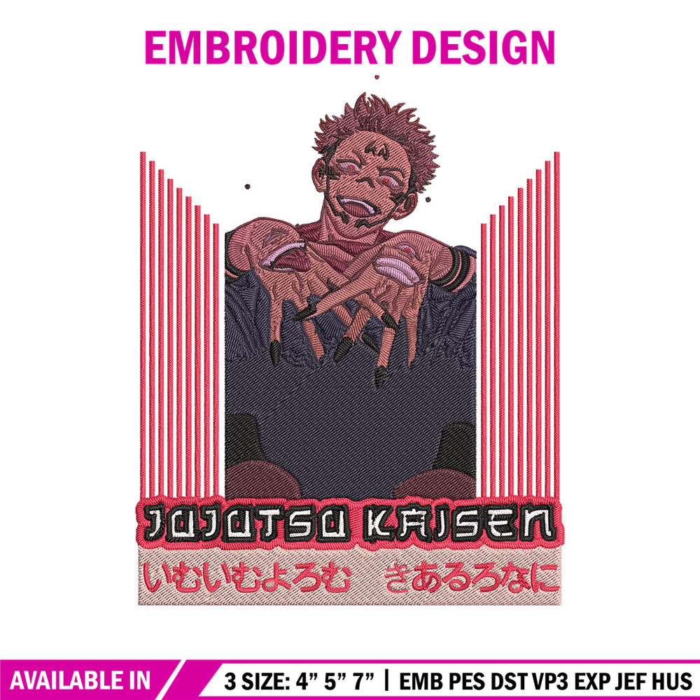 Ryomen Sukuna Embroidery Design, Jujutsu Embroidery, Embroidery File, Anime Embroidery, Anime shirt,Digital download.jpg