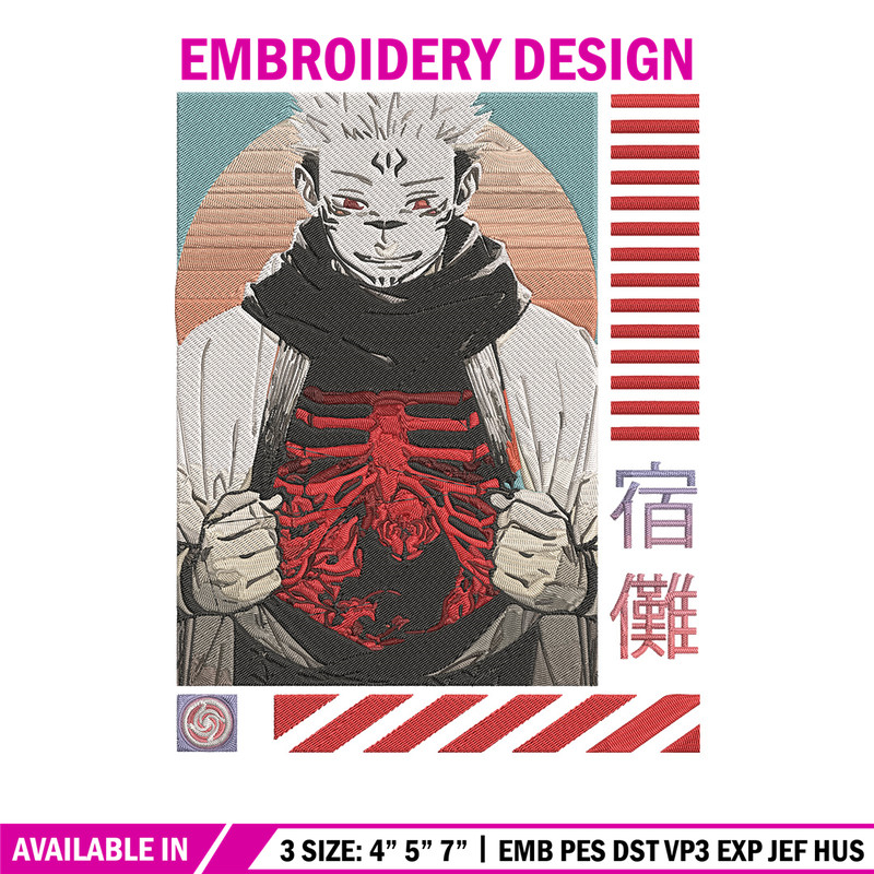 Ryomen Sukuna Embroidery Design, Jujutsu Embroidery, Embroidery File, Anime Embroidery,Anime shirt, Digital download.jpg