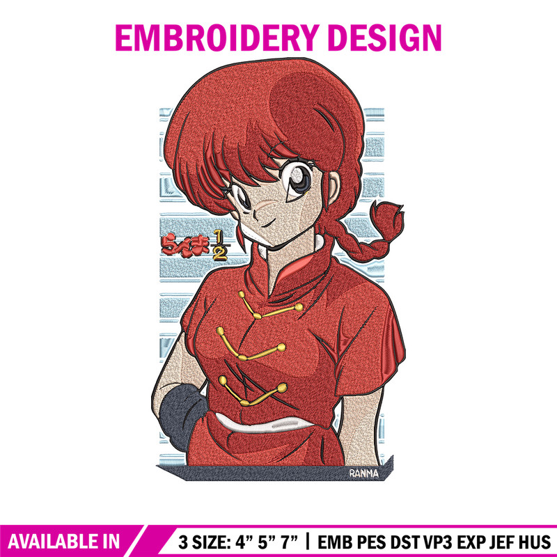 Ryu Kumon Embroidery Design, Ranma Embroidery, Embroidery File, Anime Embroidery, Anime shirt, Digital download.jpg