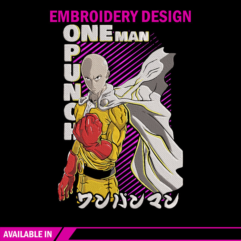 Saitama Embroidery Design, One punch man Embroidery,Embroidery File, Anime Embroidery, Anime shirt, Digital download.jpg
