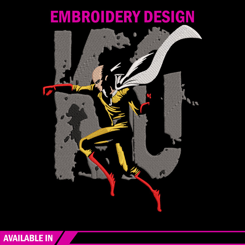 Saitama KO Embroidery Design, One punch man Embroidery,Embroidery File, Anime Embroidery, Anime shirt, Digital download.jpg